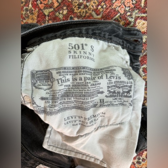 Levi’s 501 Skinny Filiforme Black Denim Jeans - Picture 6 of 11